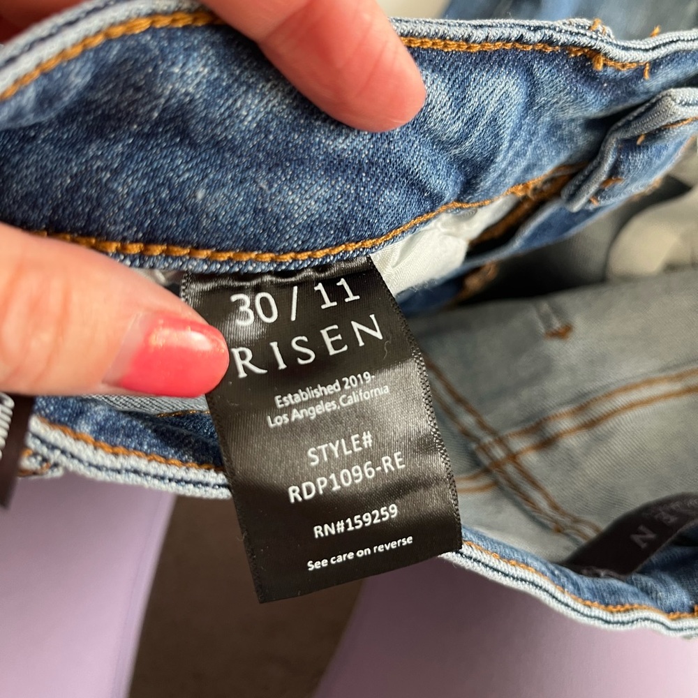 RISEN Distressed Blue Straight Leg Jeans - Picture 6 of 8